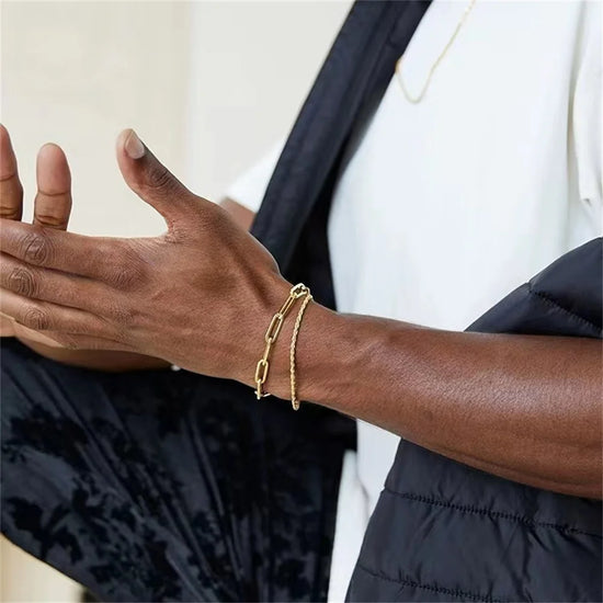 The Strand Set – Twisted Link & Chain Combo Bracelet