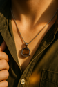 Octagon Pendant Necklace – Walnut Inlay