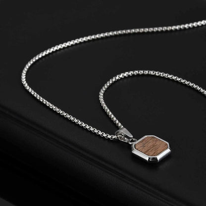Octagon Pendant Necklace – Walnut Inlay