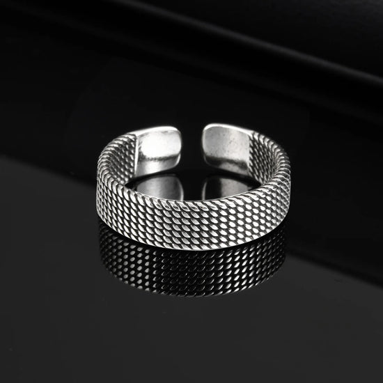Unbound – Adjustable Open Ring with Linear Detailing